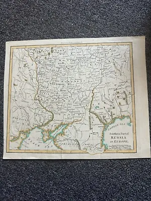 1805 Southern Russia Map Europe J Walkers Geography Hand Colored  London 8 X 10 • $14.99