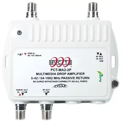 RELIABLE 2 Port Multimedia 2 Port CATV Drop Amplifier With Passive Return • $25