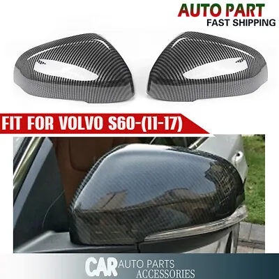 For Volvo S60 V60 V40 Carbon Fiber Side View Mirror Cover Caps Parts 2011-2017 • $45.99