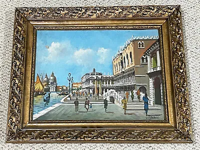 Vintage VENICE ITALY OIL ON CANVAS PAINTING - SIGNED - AS FOUND • $150