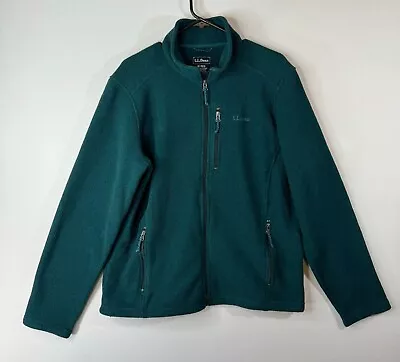 LL Bean Men’s Unlined Hunter Green Full Zip Fleece Jacket Size M • $19.99