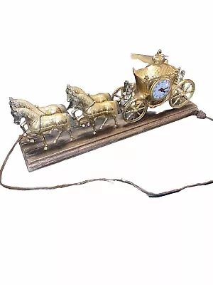 Vintage United Clock Corp Horse Drawn Carriage Mantle Clock • $50