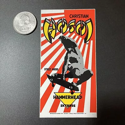 Vintage NOS 1980’s Christian Hosoi Hammerhead Santa Cruz Skateboard Sticker • $15