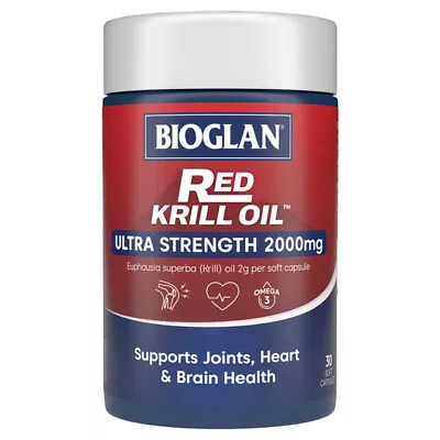 BIOGLAN Red Krill Oil Ultra Strength 2000mg 30 Soft Capsules • $43.32