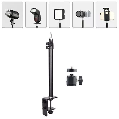 Table Camera Mount Light Stand Adjustable C-Clamp Tripod With Ball Head Black • £14.99