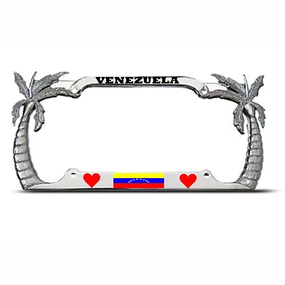 VENEZUELA FLAG PALM TREE TROPICAL Metal License Plate Frame AUTO SUV Tag Border • $17.99