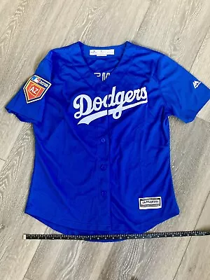 LA Dodgers Fernando Valenzuela Majestic Blue 2018 Spring Training Jersey Size LG • $35