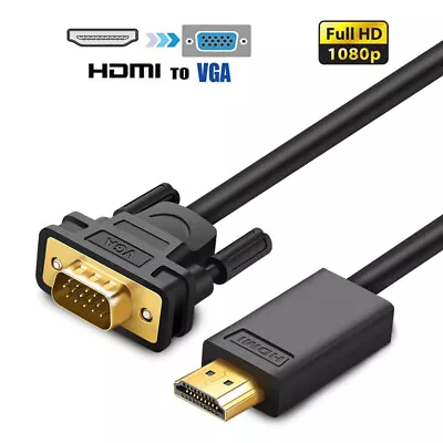 1080P HDTV HDMI To VGA D-Sub Male 15Pin Video Adapter Cable Converter For PC TV • £8.94