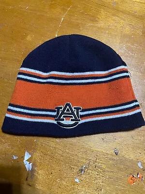 Auburn Tigers Cap Men One Size Stripped Blue Orange Embroidered Beanie • $7.77