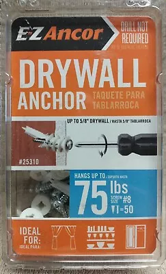 E-Z Ancor #25310 - Twist-N-Lock 75 Lb. Self-Driving Drywall Anchor 50pc • $18.69