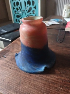 £0.99 • Buy Art Nouveau  'Art De France' Pate De Verre Glass Light Shade Red & Blue