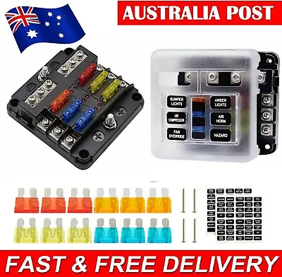 6 Way Blade Fuse Box Block Holder LED 12V Marine Car Boat Van Circuit Caravan AU • $29.99