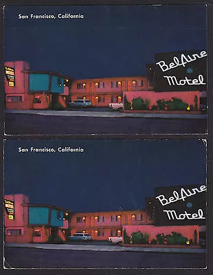 2-San Francisco-California-Bel Aire Motel-Vintage Postcard Lot • $4.95