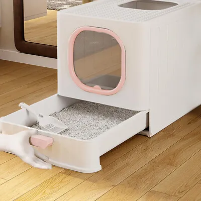 XL Large Cat Litter Box Self Cleaning Pan Drawer Anti-Splashing Cat Potty Tray • £15.94