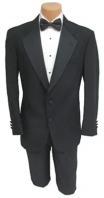 Men's Chaps Tuxedo Jacket With Flat Front Pants Shirt Bow Tie & Studs 46L 38W • $74.95