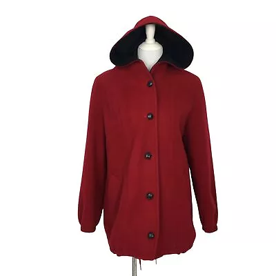 Vintage MacKintosh Hooded Winter Coat Womens Large Red Wool Full Zip • $150