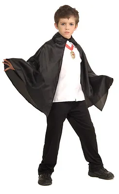 Boys Black Vampire Cape With Collar Hero Unisex Costume Boys Girls Kids Child  • $8.99