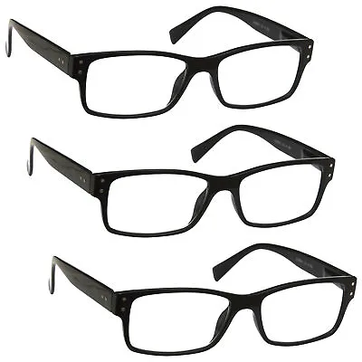 £10.50 • Buy 3 Packs Mens Large Designer Style Reading Glasses Spring Hinges UV Reader RRR11