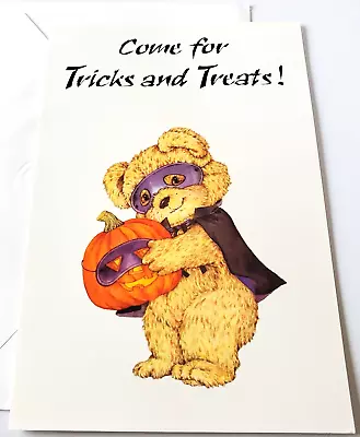 Halloween Card Party Invitation Cute Bear In Costume With Jack O Lantern In Mask • $0.99