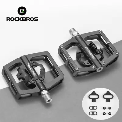 ROCKBROS Bike Pedals SPD Lock Pedals Non-Slip MTB 2 In 1 Dual Function Pedals • $35.33