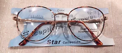 Vintage EXCEPTIONAL EYEWEAR EE9508 Demi Amber 52/18 P3 Eyeglass Frame NOS  #230 • $7.99