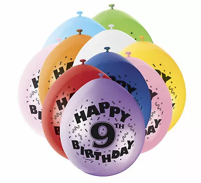 9th Happy Birthday 12 Inches  Printed Balloons For Birthday Party (PACK OF 10) • £3.15