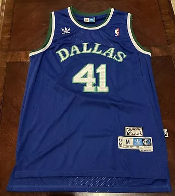 Dirk Nowitzki #41 Dallas Mavericks Jersey Adidas Hardwood Classics Sz M • $30