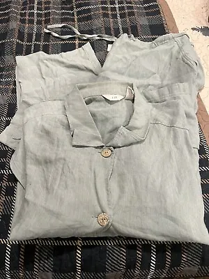 J. Jill Linen Outfit Sage Green Large Shirt & Size 16 Pant • $29
