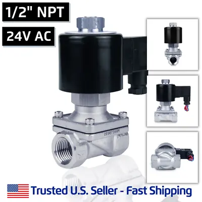 1/2  SS 24V AC NORMALLY OPEN Stainless Steel Electric Solenoid Valve N/O 24 VAC • $83.95