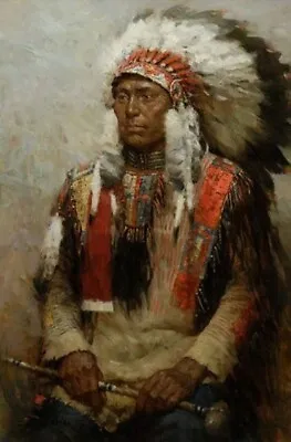 Z.S. LIANG   Lakota Warrior  LE Giclee Canvas Rare Native American Portrait Art • $221.25