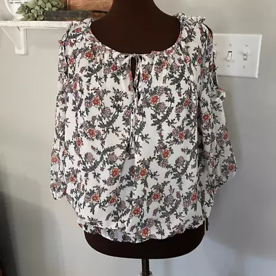 Max Studio Cold Shoulder Floral Blouse Size Medium • $12