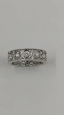 Epiphany Diamonique 7/10cttw CZ Milgrain Heart Eternity Ring Platinum Plated • $24.95