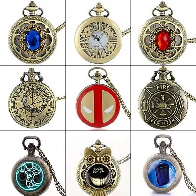 Antique Quartz Pocket Watch Vintage Necklace Steampunk Pendant Chain Retro Gift • $4.98