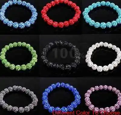 4pcs/lot 10mm Mix Micro Pave Disco Men Women Elastic Crystal Shamballa Bracelet • $4.98