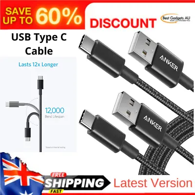 $35.03 • Buy USB Type C Cable, Anker [2-Pack 3Ft] Premium Nylon USB-C To USB-A Fast Charging 