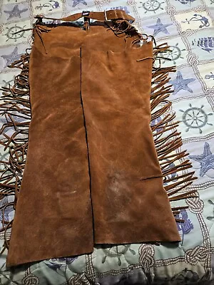 Vintage Women's Whitman Suede Leather Fringed Western CHAPS-Rear Double Buckle • $65