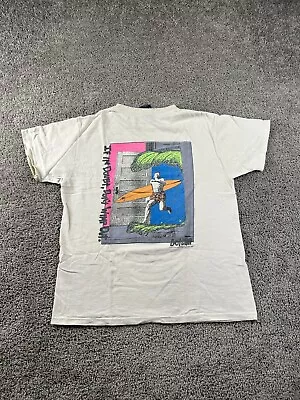 VINTAGE 80s Gotcha Surfboards Shirt Mens Large Beige Blue Dont Wimp Out 1987 • $79.99