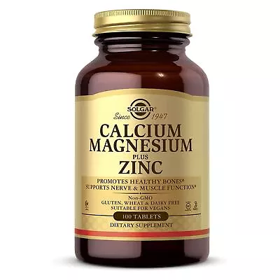 Solgar Calcium Magnesium Plus Zinc 100 Tablets • $13.40