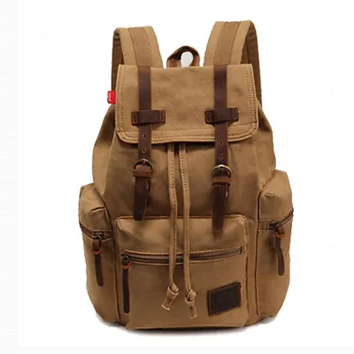 Backpack For Men's Vintage Canvas School Travel Bags Large Capacity Laptop Bag • $57.38