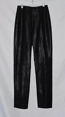 Michael Hoban South Beach Black Leather High Waisted Pants Size 6 • $285