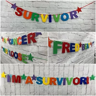 Personalised Cancer Support Bunting Banner PARTY DECOR Breast You Beat Charity • £7.29