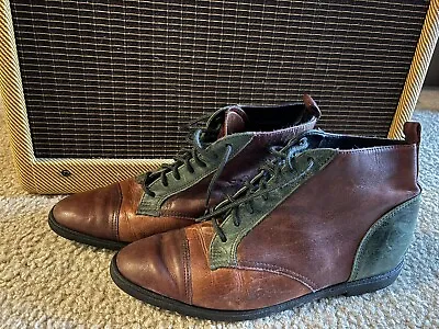 Vintage Hush Puppies Ankle Boots Size 8.5 M Cottagecore Brown Green Grunge • $30