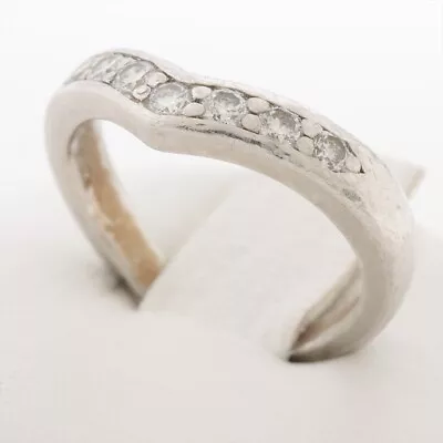 TIFFANY&Co. V Band Diamond Ring Pt950 5.9g Distorted Diamond Scratches Scratches • $631.63