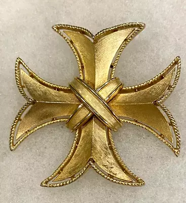 Vintage Trifari Goldtone Maltese Cross Pin/Pendant - 2 Inches High And Wide • $24