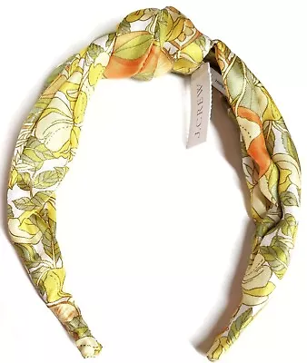 J.Crew Factory Printed Knot Headband Golden Marigold White Silk One Size NWT • $28