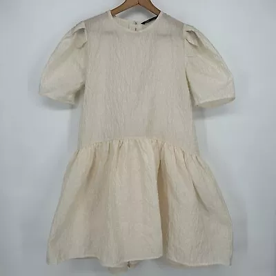 Zara Dress Womens Small Ivory Flounce Peplum Mini Short Sleeve • $14