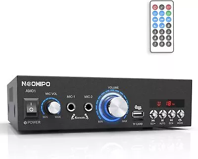NEOHIPO Bluetooth Audio Amplifier 2.0 Channel Hi-Fi Karaoke Amp 300W Peak Power • £59.99