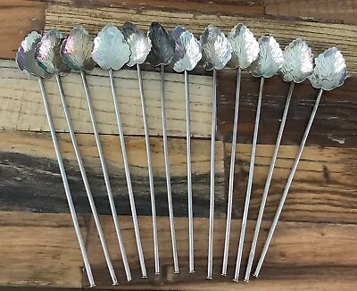 Set Of 12 Hector Aguilar Mint Julep Straw Spoons Mexican Master Silversmith • $300