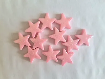 24 Glittery Pink Stars - Edible Sugar Cake Decorations / Toppers • £4.50