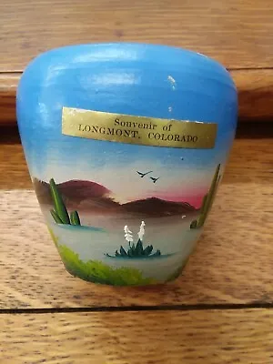 Vintage Texas Alamo Meyer Pottery Vase 2 3/4  H. Longmont Colorado Sticker • $30